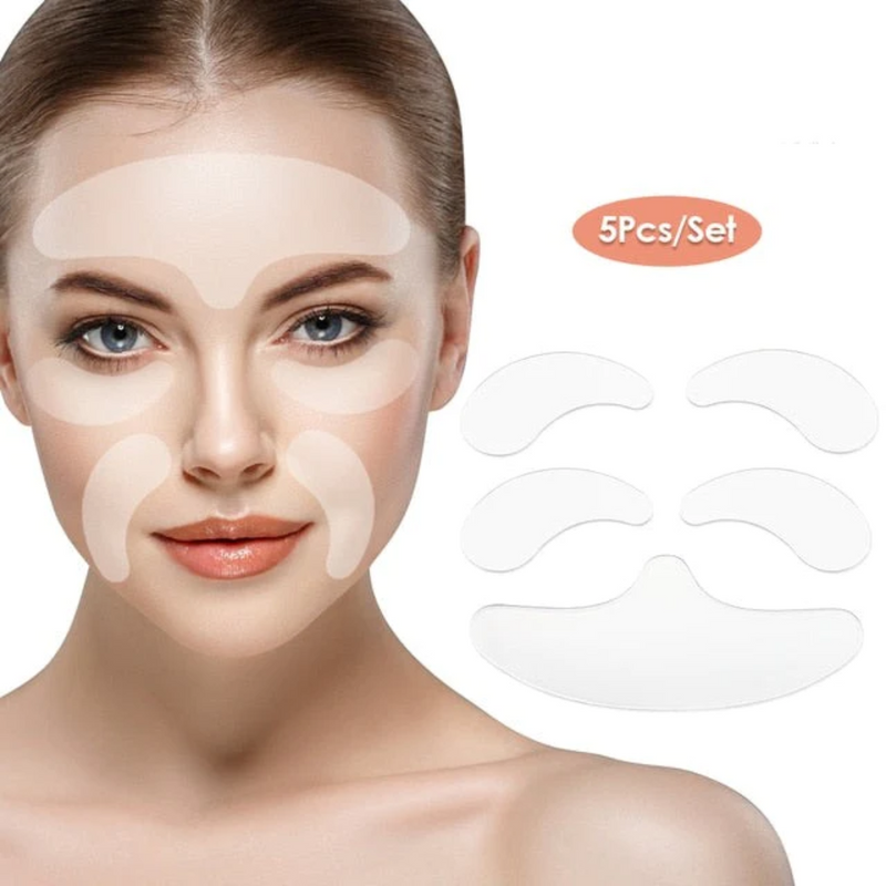 NOVIDADE EUROPA - 16 Adesivos de Silicone Reutilizáveis para Lifting Facial