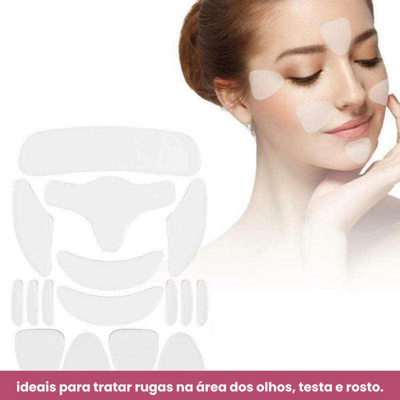 NOVIDADE EUROPA - 16 Adesivos de Silicone Reutilizáveis para Lifting Facial